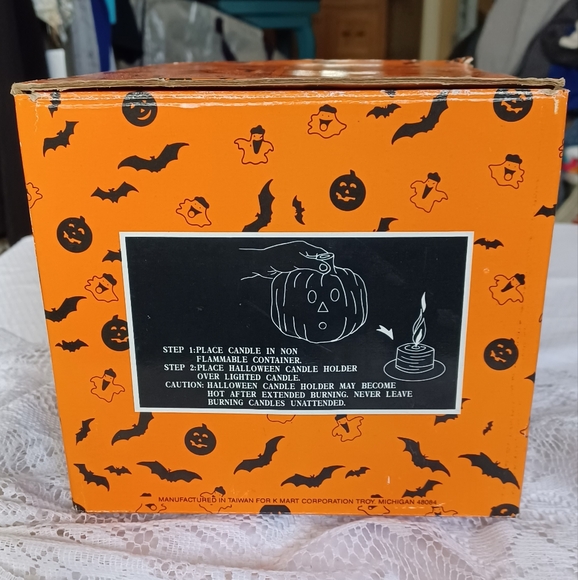 VINTAGE 1992 Four Star Hand Painted CERAMIC Pumpkin Candle 3.75"x3.50"x3.50" - Picture 12 of 16